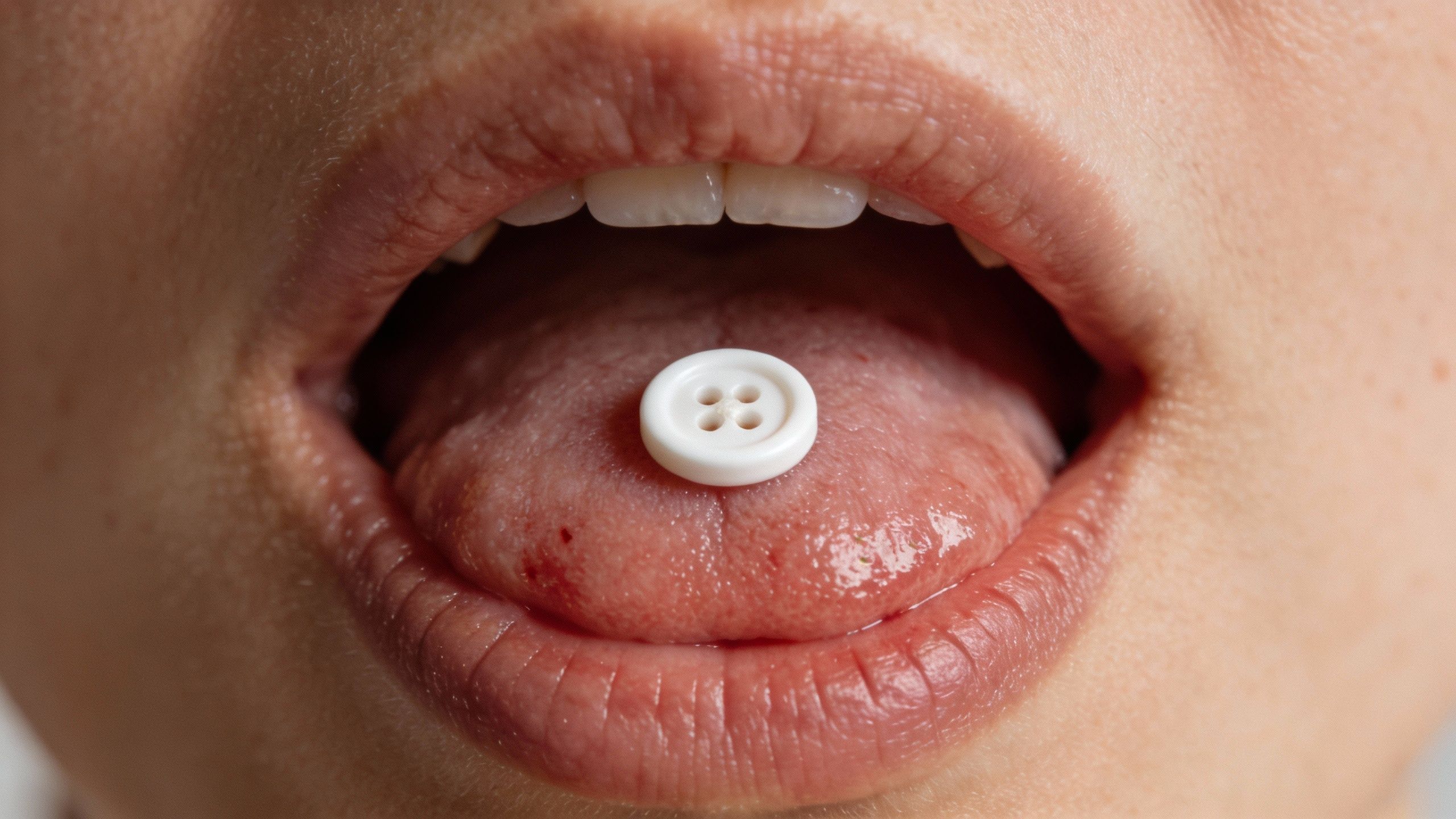 Bouton blanc sur la langue