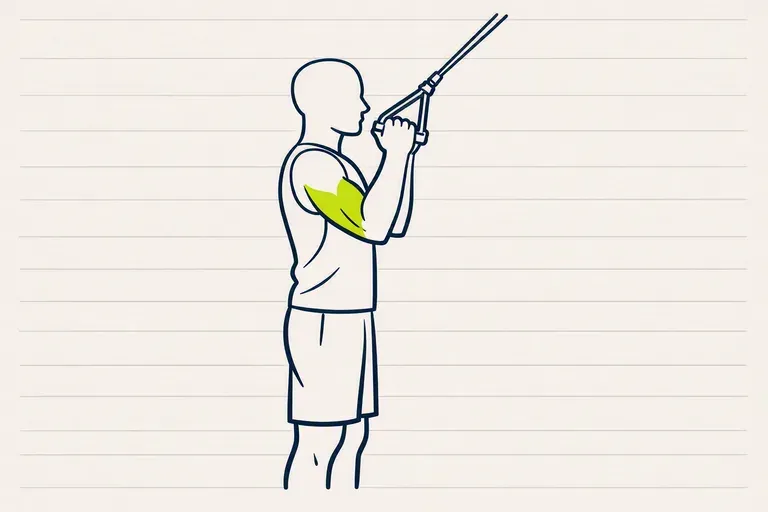 Illustration : Extension triceps à l'élastique