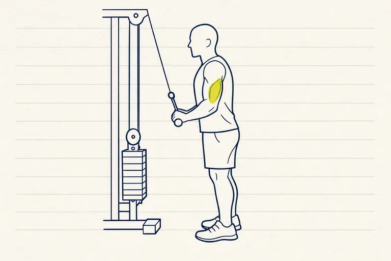 Illustration : Extension triceps à la poulie haute