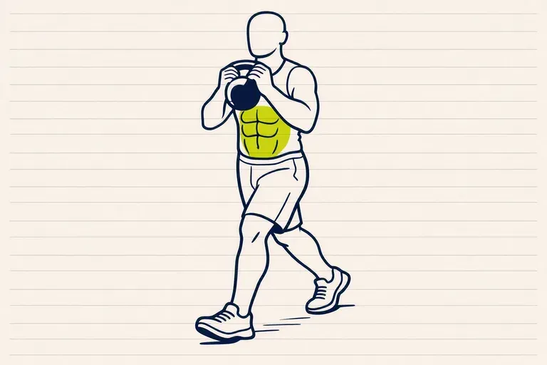 Illustration : Marche lestée goblet kettlebell