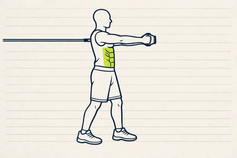 Illustration : Pallof press (anti-rotation)