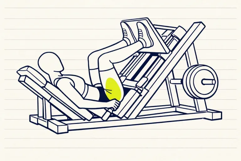 Illustration : Presse à cuisses pieds hauts