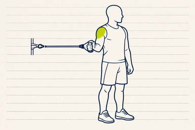 Illustration : Rotation externe d'épaule à l'élastique