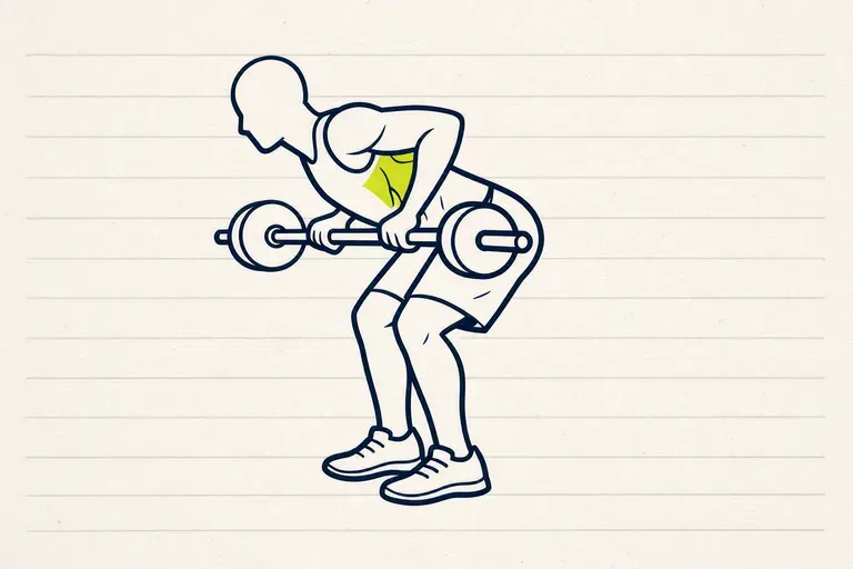 Illustration : Rowing barre buste penché