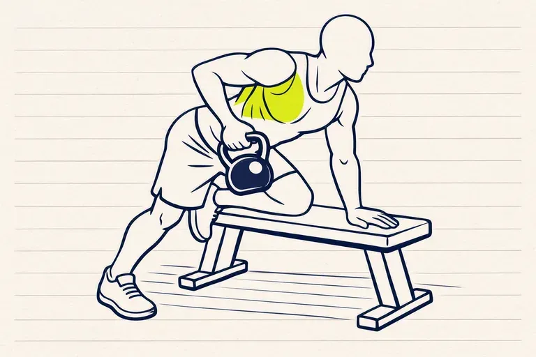 Illustration : Rowing kettlebell un bras