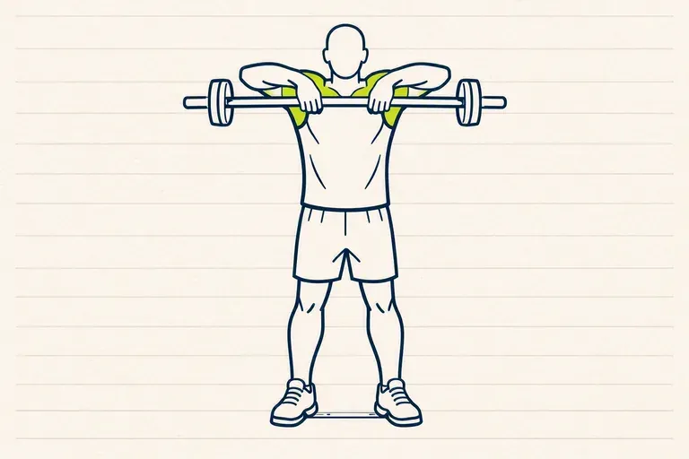 Illustration : Rowing menton (upright row)