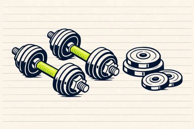 Illustration : musculation, Avec haltères