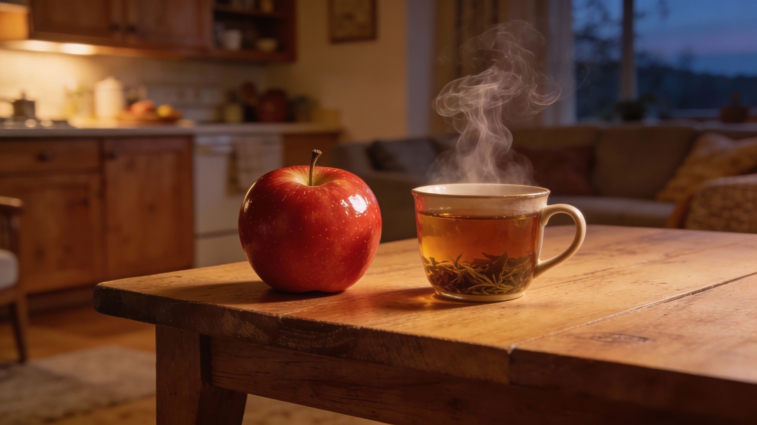 Manger des pommes le soir